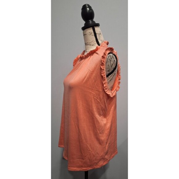 NWOT You & Me Ruffled Coral Sleeveless Blouse/Size. S - Picture 4 of 6